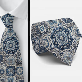 Luxury Statement Moroccan Tiled Faux Silk Neck Tie ネクタイ