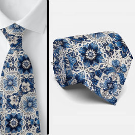 Luxury Statement Moroccan Tiled Faux Silk Neck Tie ネクタイ