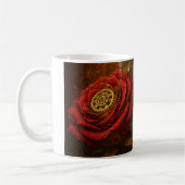 Luxury Steampunk Roses Romantic Gold Gears コーヒーマグカップ (左)