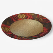 Luxury Steampunk Roses Romantic Gold Gears ペーパープレート (アングル)