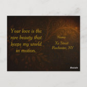 Luxury Steampunk Roses Romantic Gold Gears ポストカード (裏面)