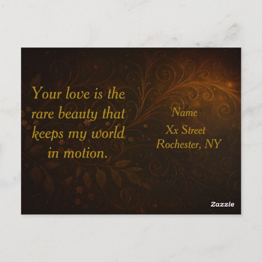 Luxury Steampunk Roses Romantic Gold Gears ポストカード (裏面)