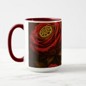 Luxury Steampunk Roses Romantic Gold Gears マグカップ (左)