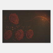 Luxury Steampunk Roses Romantic Gold Gears ラッピングペーパーシート (正面3)