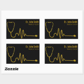 Luxury Stethoscope ECG Wave EKG Line Medical Gold 長方形シール (シート)
