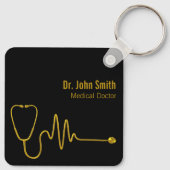 Luxury Stethoscope Gold ECG Wave EKG Line Medical キーホルダー (裏面)