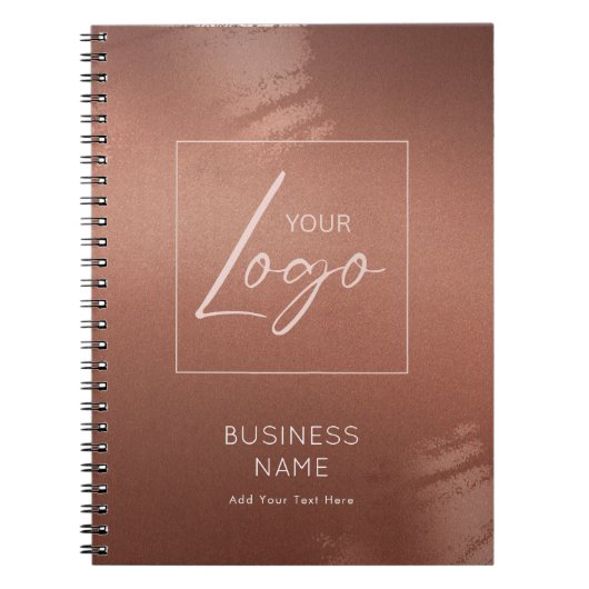 Luxury Stylish Bronze Business Name Logo ノートブック (正面)