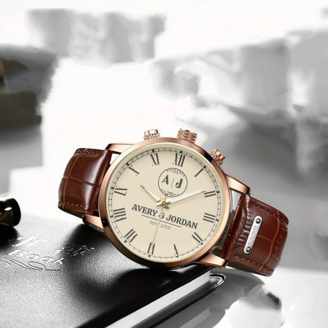 Luxury Stylish Minimalist Engraved Couple’s Name  腕時計 (クリエイターアップロード済み)