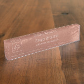 Luxury Stylish Script Bronze Business Logo デスクネームプレート (側面)