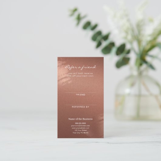Luxury Stylish Script Bronze Business Referral 名刺 (スタンド正面)