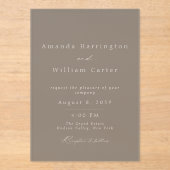 Luxury Taupe Acrylic Wedding Invitation アクリル招待状 (正面)