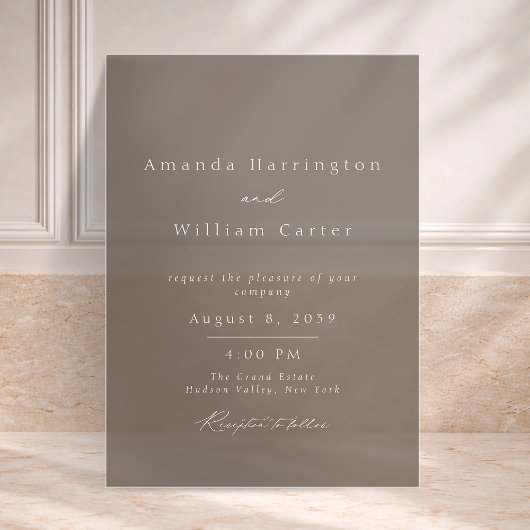 Luxury Taupe Acrylic Wedding Invitation アクリル招待状
