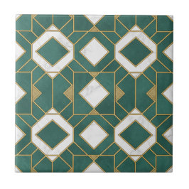 Luxury Teal and Gold Art Deco Geometric Seamless タイル