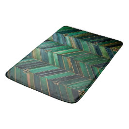 Luxury Teal Chevron & Gold Inlay Bath Mat バスマット