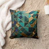 Luxury Teal Gold Geometric Mosaic Pattern クッション (ブランケット)