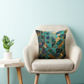 Luxury Teal Gold Geometric Mosaic Pattern クッション (椅子)