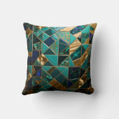 Luxury Teal Gold Geometric Mosaic Pattern クッション (裏面)