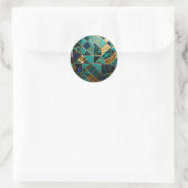 Luxury Teal Gold Geometric Mosaic Pattern ラウンドシール (バッグ)
