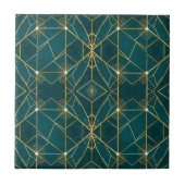 Luxury Teal & Gold Symmetrical Geometric Seamless  タイル (正面)