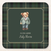 Luxury teddy bear baby shower スクエアペーパーコースター (正面)
