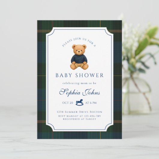 Luxury Teddy Bear baby shower  招待状 (スタンド正面)