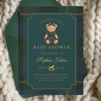 Luxury Teddy Bear baby shower  招待状