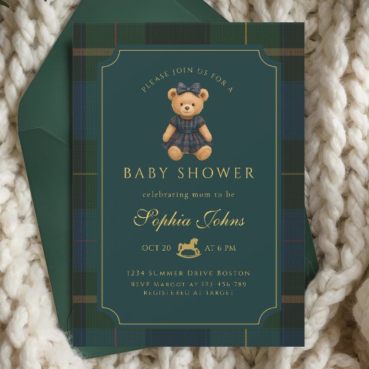 Luxury Teddy Bear baby shower  招待状