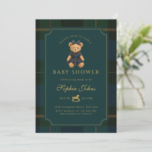 Luxury Teddy Bear baby shower  招待状 (スタンド正面)