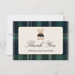 Luxury Teddy Bear Baby Shower Boy Thank You Card サンキューカード