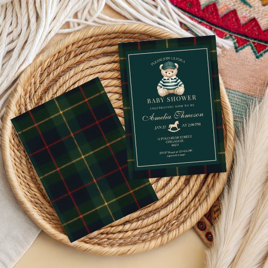 Luxury Teddy Bear baby shower Invitation 招待状