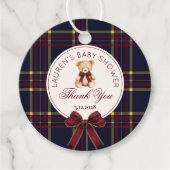 Luxury Teddy Bear Christmas Bow Plaid Thank you フェイバータグ (正面)