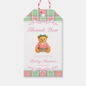 Luxury Teddy Bear Preppy Baby Shower Thank You ギフトタグ (正面)