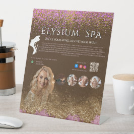 Luxury Terracotta Gold Spa Beauty Wellness QR  台座サイン