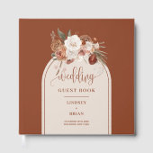 Luxury Terracotta Pampas Grass Boho Floral Wedding ゲストブック (正面)