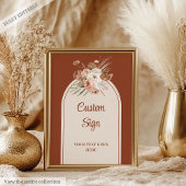 Luxury Terracotta Pampas Sage Boho Arch Custom  ポスター