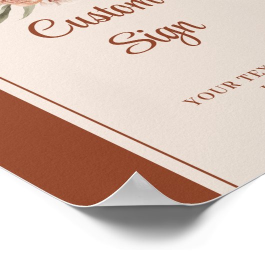 Luxury Terracotta Pampas Sage Boho Arch Custom  ポスター (角)