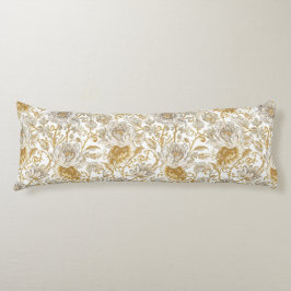 Luxury,The Beauty of Blooming Gold Flowers Pattern ボディピロー