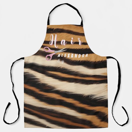 Luxury Tiger Skin Faux Fur Hair Salon エプロン (正面)