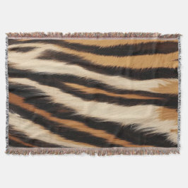 Luxury Tiger Skin Faux Fur Wild Animal Stripe スローブランケット