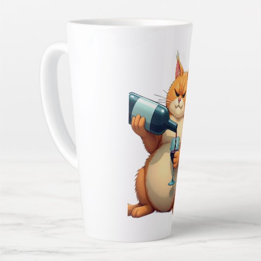 Luxury Tipsy Cat Modern Art Illustration カフェラテマグ (左アングル)