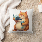 Luxury Tipsy Cat Modern Art Illustration クッション (ブランケット)
