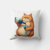 Luxury Tipsy Cat Modern Art Illustration クッション (裏面)