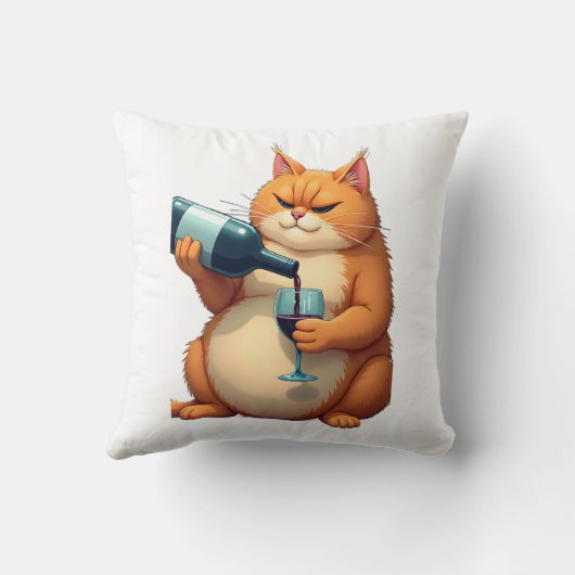 Luxury Tipsy Cat Modern Art Illustration クッション (裏面)