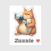 Luxury Tipsy Cat Modern Art Illustration シール (シート)