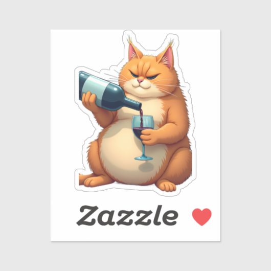 Luxury Tipsy Cat Modern Art Illustration シール (シート)