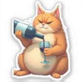 Luxury Tipsy Cat Modern Art Illustration シール (正面)