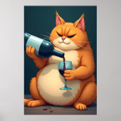 Luxury Tipsy Cat Modern Art Illustration ポスター (正面)