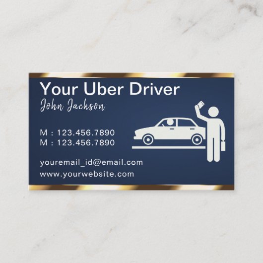 Luxury Transport Car QR Code Blue & Gold  名刺 (正面)