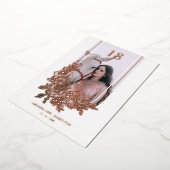 Luxury Trendy Floral Birthday Party Photo 箔招待状 (回転した状態)