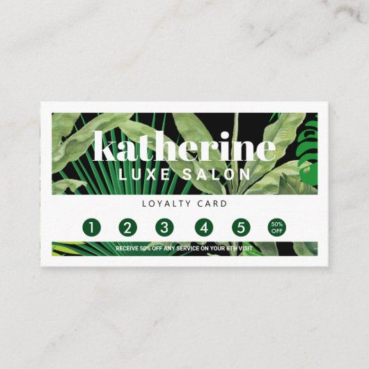 Luxury Tropical Modern Boutique & Salon Black ロイヤリティカード (正面)